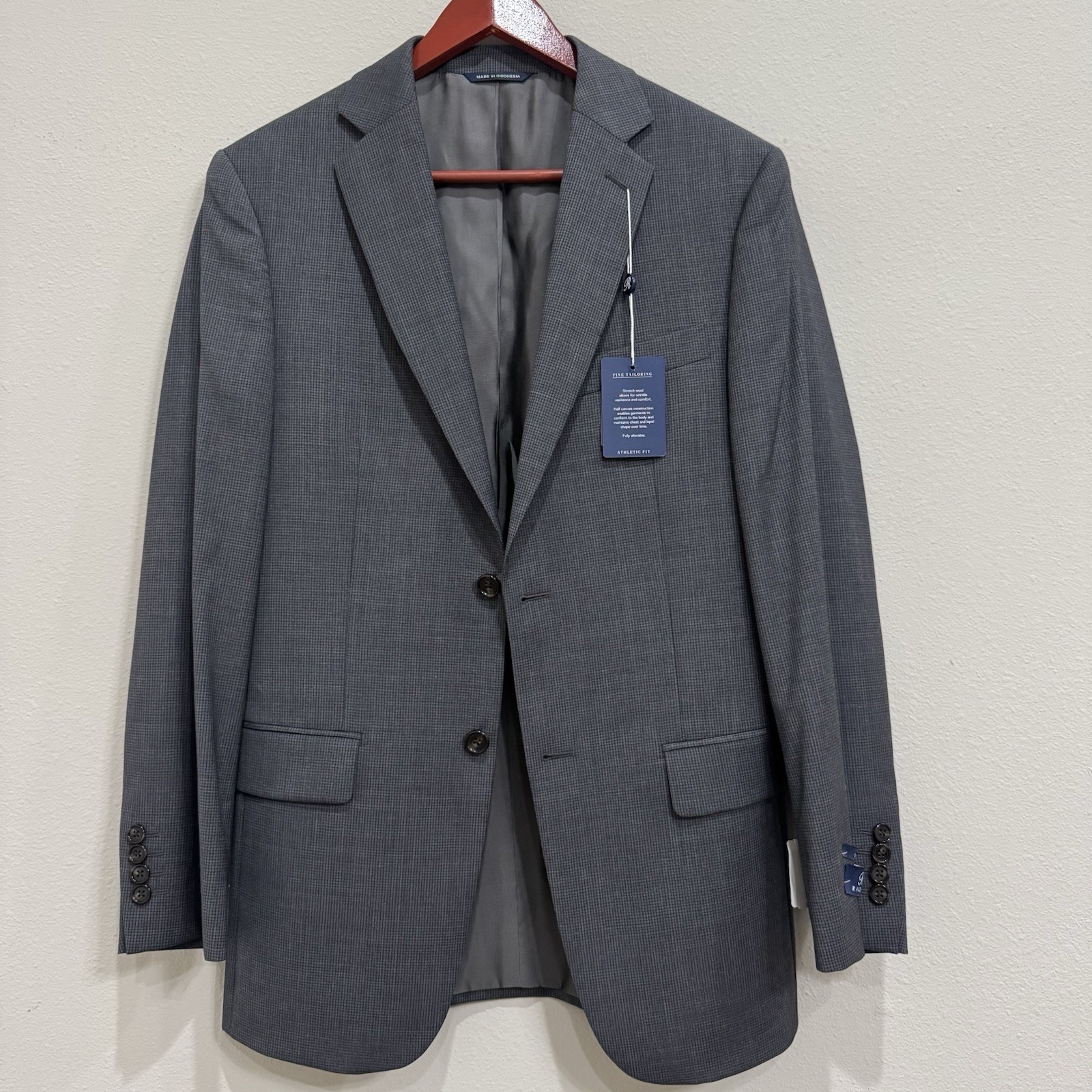Men's Ralph Lauren Blazer 36r Athletic Fit Gray Check Wool Stretch
